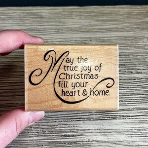 Wooden Christmas Sentiment Block Stamp